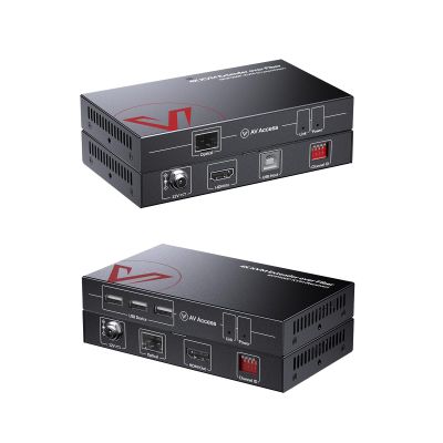 AV Access 4K HDMI Fiber KVM Extender Over IP, up to 550m/1800ft, Zero Latency, 3xUSB 2.0 Ports, Remote Keyboard Mouse USB Control Over Fiber Optic, Remote PC Control in Server Room (4KIP500F-KVM)
