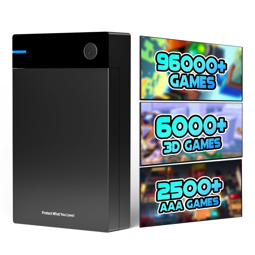 Kinhank External HDD With 96000+ Retro Games, Compatible With 400+ Emulators, 12TB Gaming Hard Drive, Portable for Win 7/8/10/11