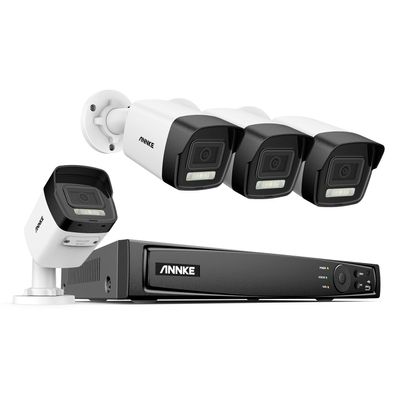 ANNKE 8MP Home Security System, 8 Channel NVR for 24/7 Recording, 4pcs 4K Outdoor IP Security Camera, Smart Dual Light, 4mm Lens, IP67 Waterproof, Human&Vehicle Detection (No Hard Drive)
