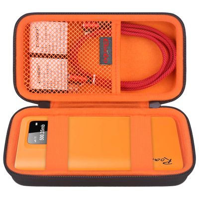 Elonbo Carrying Case for RoamWiFi 4G LTE Mobile Hotspot Router, R10 Router Travel Bag Worldwide Portable WiFi Storage Holder, Mesh Pocket Fits Cable, Black+Inside Orange