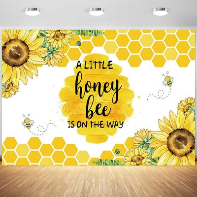 12x8ft Honey Baby Shower Backdrop a Little Honey Bee is on The Way Sunflower Sweet Honeybee Photography Background Baby Shower Party Decoration Photo Booth Props Cake Table Banner