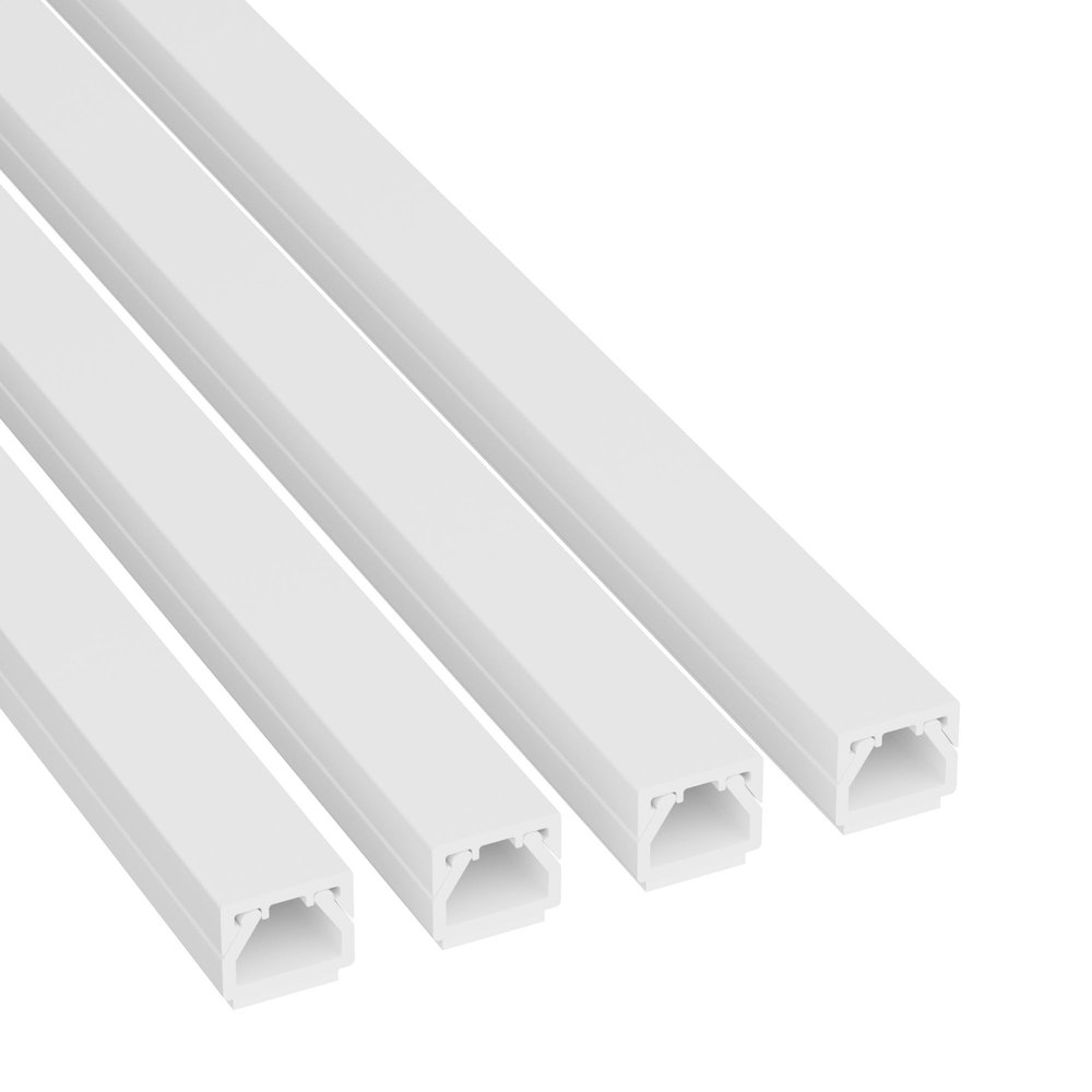 D-Line 13.12ft Cable Raceway, Self Adhesive Cord Cover, Hide 1x Cord, Paintable - 4X 0.4in x 0.31in (H) x 39in Lengths - White