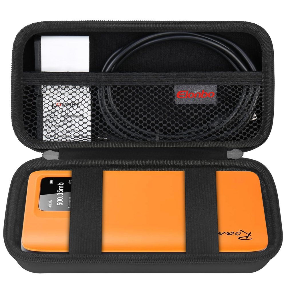 Elonbo Carrying Case for RoamWiFi 4G LTE Mobile Hotspot Router, R10 Router Travel Bag Worldwide Portable WiFi Storage Holder, Mesh Pocket Fits Cable, Black