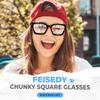 FEISEDY Blue Light Blocking Glasses Women Men Chunky Square Computer Glasses B0101 view 2
