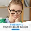 FEISEDY Blue Light Blocking Glasses Women Men Chunky Square Computer Glasses B0101 view 2