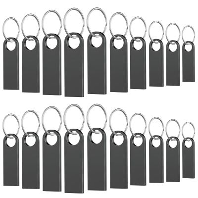 20 Pack 2GB USB Flash Drive with Keychains, Wooolken Sleek Metal USB 2.0 Thumb Drives Memory Stick for PC Laptop Computer(Dark Grey)