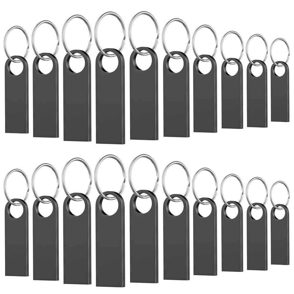 20 Pack 2GB USB Flash Drive with Keychains, Wooolken Sleek Metal USB 2.0 Thumb Drives Memory Stick for PC Laptop Computer(Dark Grey)
