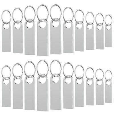 20 Pack 4GB USB Flash Drive with Keychains, Wooolken Sleek Metal USB 2.0 Thumb Drives Memory Stick for PC Laptop Computer(Sliver)