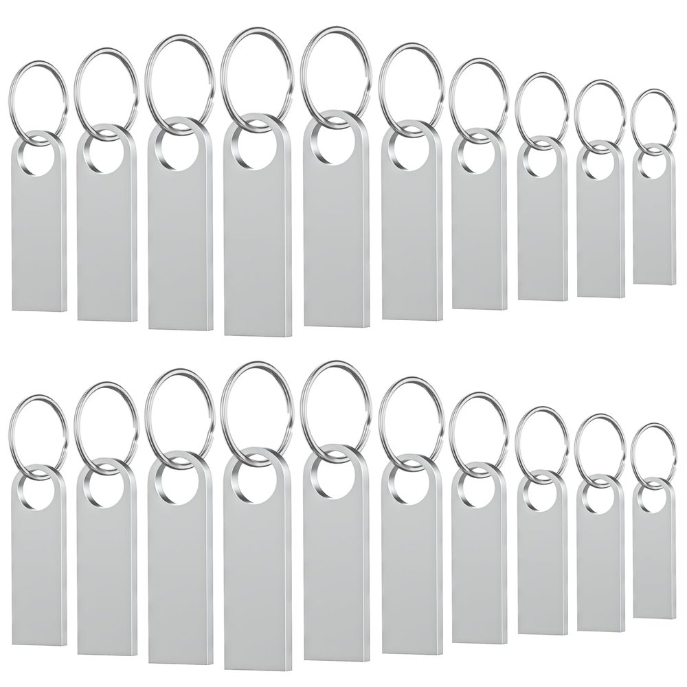 20 Pack 4GB USB Flash Drive with Keychains, Wooolken Sleek Metal USB 2.0 Thumb Drives Memory Stick for PC Laptop Computer(Sliver)