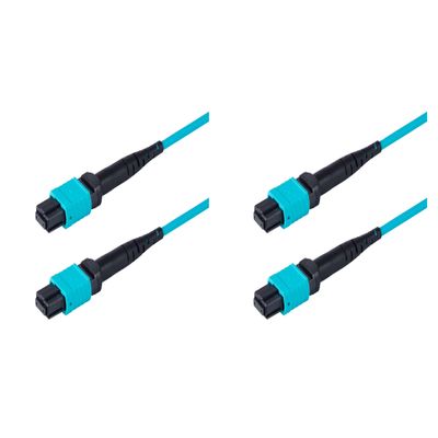SpeedyFiberTX 2-Pack 1 Foot 12 Fiber Low Loss Non-Pinned MPO to MPO Fiber Trunk Cable, Type-B, OM3 Corning ClearCurve Fiber, Fire Retardant Plenum Cable Jacket | MTP Compatible