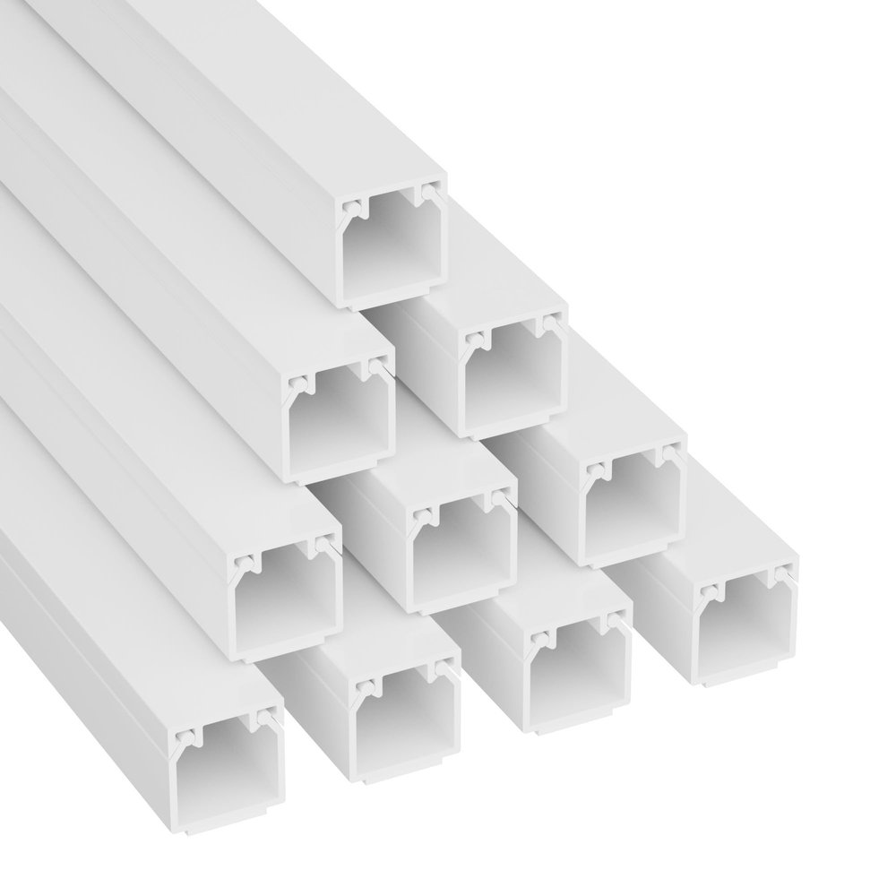 D-Line 32.8ft Cable Raceway, Self Adhesive Cord Cover, Hide Surface Wires, Paintable - 10x 0.63in (W) x 0.63in (H) x 39in Lengths - White