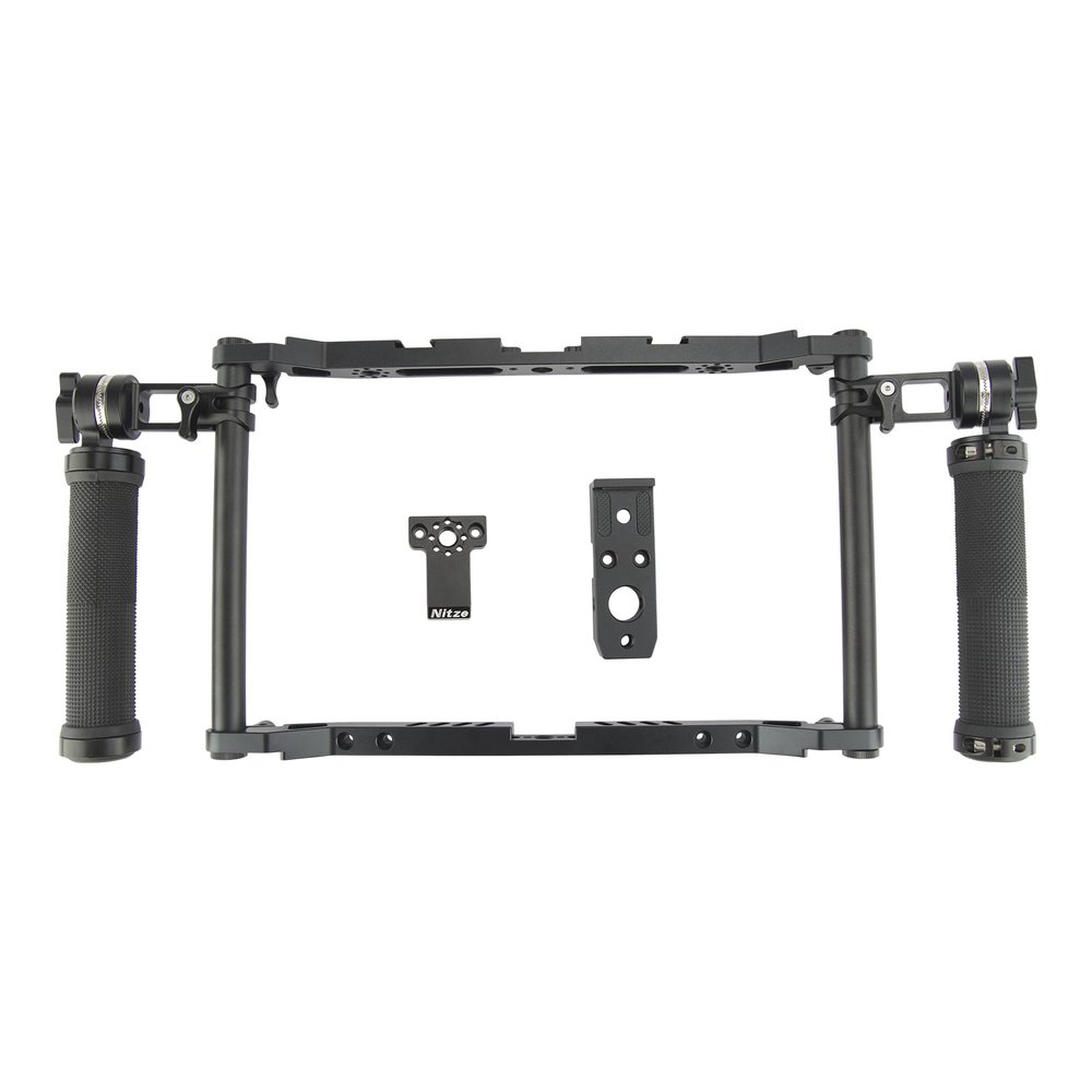 Nitze Directors Monitor Cage Built-in Cold Shoes,1/4"-20, 3/8"-16 Threaded Holes, 3/8 ARRI locating Holes for SLR Camera Monitor Tripod,Compatible with Feelworld LUT11S