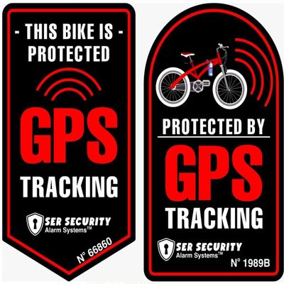 Authntcestore- (2Pcs) Warning GPS Tracking Sticker | Tracker Alarm | car - Bike - Motorcycle Protected Bumper Sticker 3 in x 3.5 in (Black/Red)
