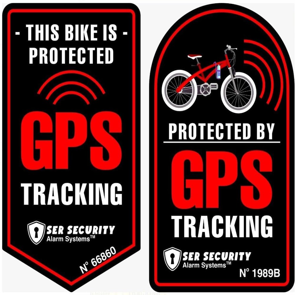 Authntcestore- (2Pcs) Warning GPS Tracking Sticker | Tracker Alarm | car - Bike - Motorcycle Protected Bumper Sticker 3 in x 3.5 in (Black/Red)