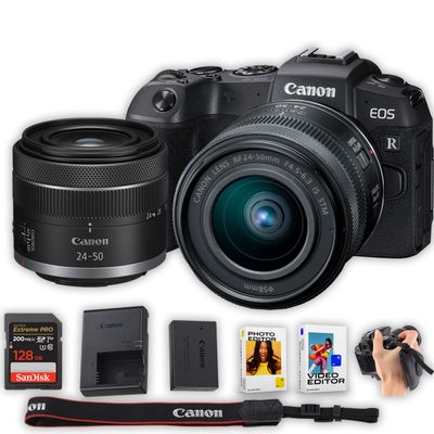 Canon EOS RP Mirrorless Digital Camera with RF24-50mm f/4.5-6.3 is STM Lens | 26.2MP Full-Frame CMOS Sensor + 128GB Extreme Speed Memory + Photo & Video Editing Software Pack-Essential Kit (Renewed)