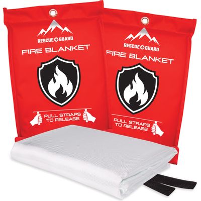 Emergency Fire Blanket - 2-Pack 40x40 Stay Prepared With Our Fireproof Blanket Extinguish Flames for Your Home Kitchen - Be a hero with first house must haves along with Extinguisher - Home Safety