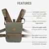 Marsupial Gear No-Mag Enclosed Binocular Pack - Magnet-Free Hunting Bino Chest Harness with Silent Fleece Lining, Coyote Brown, Medium view 4