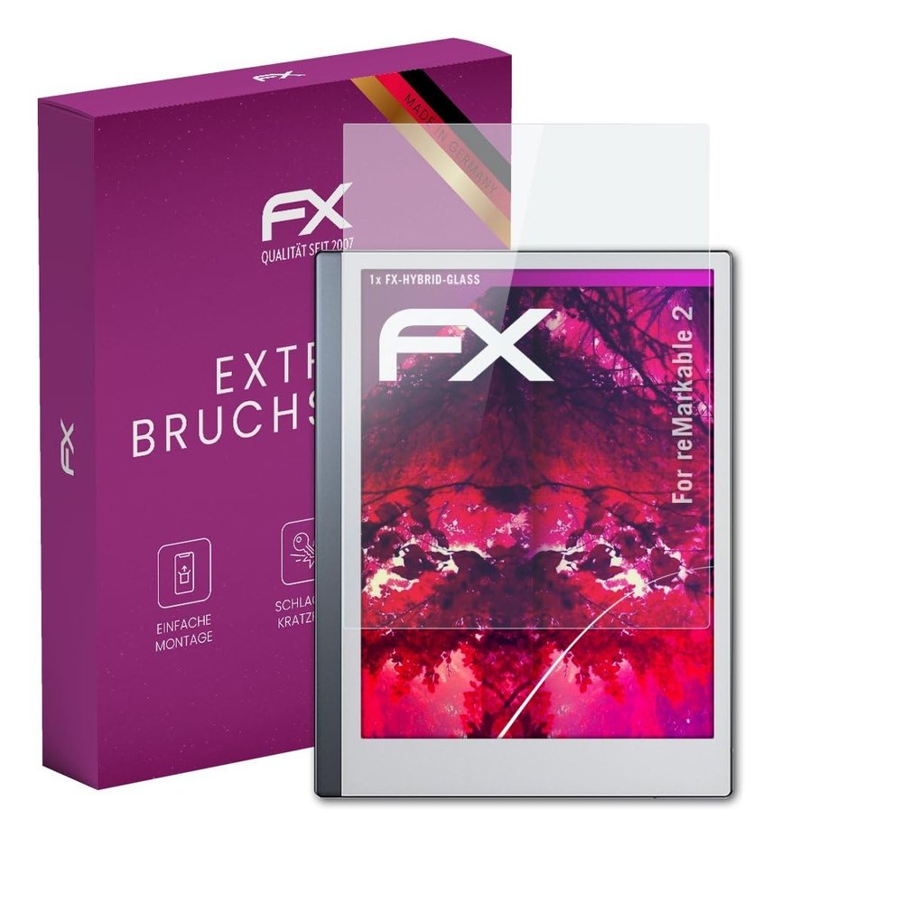 atFoliX Plastic Glass Protective Film compatible with reMarkable 2, 9H Hybrid-Glass FX Screen Protector