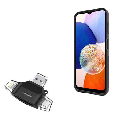 BoxWave Smart Gadget Compatible with Bark Phone A14 (6.6 in) - AllReader SD Card Reader, microSD Card Reader SD Compact USB - Jet Black