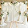 10 Panels Ivory Backdrop Curtain for Wedding Parties Wrinkle Free Ivory Photo Curtains Backdrop Drapes Fabric Decoration for Baby Shower Photography 5ft(W) x 10ft(H)" view 3