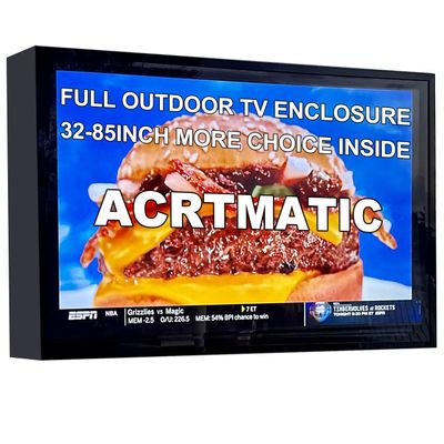acrtmatic 50-55 inch Weatherproof Outdoor TV Cover with lock, Hard Cover and Durable, Clear Dust-proof Television Enclosure for Outside(Left Door), Full Motion TV Wall Mount and 2 Cooling Fans Include