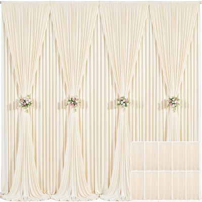 10 Panels Champagne Backdrop Curtain for Parties Wedding Baby Shower Wrinkle Free Photo Curtains Backdrop Drapes Fabric Decoration for Bridal Shower 50ft(W) x 10ft(H)