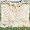 10 Panels Champagne Backdrop Curtain for Parties Wedding Baby Shower Wrinkle Free Photo Curtains Backdrop Drapes Fabric Decoration for Bridal Shower 50ft(W) x 10ft(H) view 3