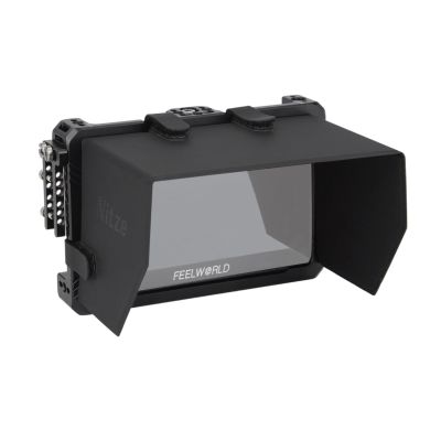 Nitze Monitor Cage Kit,with HDMI Cable Clamp and LS5-B2 Sunhood Built-in Multiple 1/4" Threaded Holes,for SLR Camera Monitor,Compatible with Feelworld F6 PLUSX / F6 Plus / F5 PRO / F5 Prox