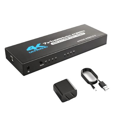 HDMI Switch Splitter 7-Port Video Splitter HDMI 2.0 Switch 4K 60hz Splitter Hub for HDTV PC Gamepad Console, with Remote