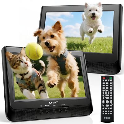 OTIC 10.1" Dual Car DVD Player,Portable DVD Player for Car Headrest Dual Screen with Remote, 5 Hours Rechargeable Battery, Last Memory, All Region, Support DVD/CD/USB/SD Card
