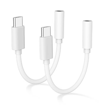 2 Pack USB C to 3.5 mm Headphone Jack Adapter, [MFi Certified] Type C to Headphone Aux Audio Connectors Dongle Converter Compatible with iPhone 15 Pro Max/15 Pro/15 Plus, Samsung Galaxy, Pixel, White