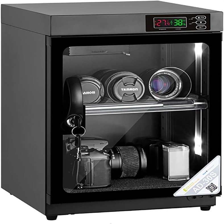 ZQJYMXM Camera Dehumidifying Dry Cabinet, 30L electronic moisture proof box intelligent constant humidity drying cabinet for Camera Lens Equipment and Precious Valuables