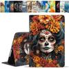 BWOOLL Case for iPad (A16) 11th Generation 11 Inch 2025, iPad 10th Generation 10.9 Inch 2022, Slim Lightweight PU Leather Stand Cover with Auto Wake/Sleep, Sugar Skull Girl Flowers view 1