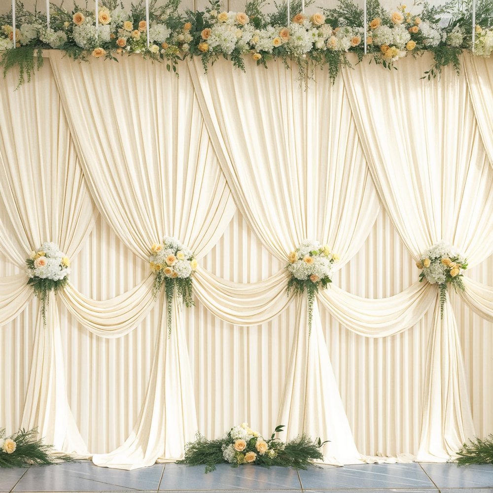 50ft x 10ft Wrinkle Free Champagne Wedding Backdrop Curtains for Party Bridal Shower Reception Decorations Champagne Fabric Curtain Backdrops Drapes for Photography Baby Shower Birthday Background