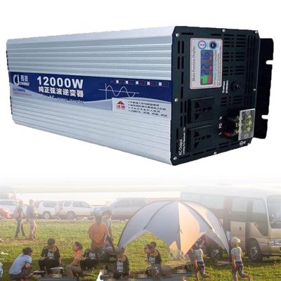 10000W/12000W Pure Sine Wave Inverter 24V/48V 60V 72V to 110V 220V Power Inverter with LED Display AC Outlets, for Household,Emergencies, Camping, Laptop, Pad (Color : 12000W, Size : 24VTO220V)