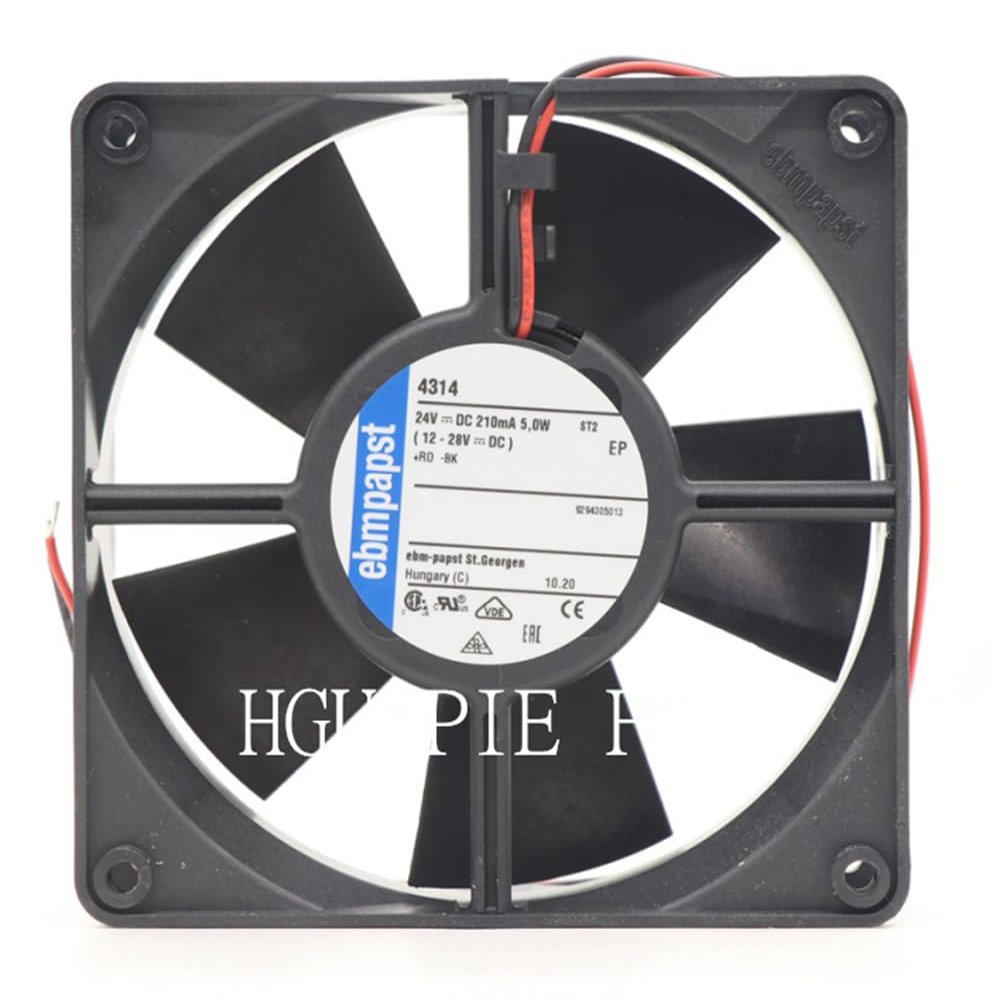 HGUOPIE for Ebm papst 4314 Axial Fan DC 24V 5W 210mA 120X120X32MM 2-Wire Cabinet Cooling Fan