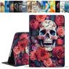 BWOOLL for iPad 9.7 2018/2017 Case, iPad Air/Air 2 Case, Premium PU Leather Folding Stand Folio Cover with Auto Wake/Sleep for Apple iPad 6th/5th Gen, Skull Roses view 1