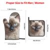 CSGJMYGS Oven Mitts and Pot Holders Set of 4 Heat Resistant Oven Glove and Hot Pads Beautiful Siamese Cat Kitchen Oven Mittens Non-Slip Potholder for Cooking Baking Grilling view 2