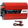 1000W Pure Sine Wave Power Inverter DC 12V 24V to 110V 220V AC, Car Power Inverter with Car Charger Lighter Adapter,Car Converter with Universal Outlets and Dual USB Charging Ports,24Vto110V (12V view 1