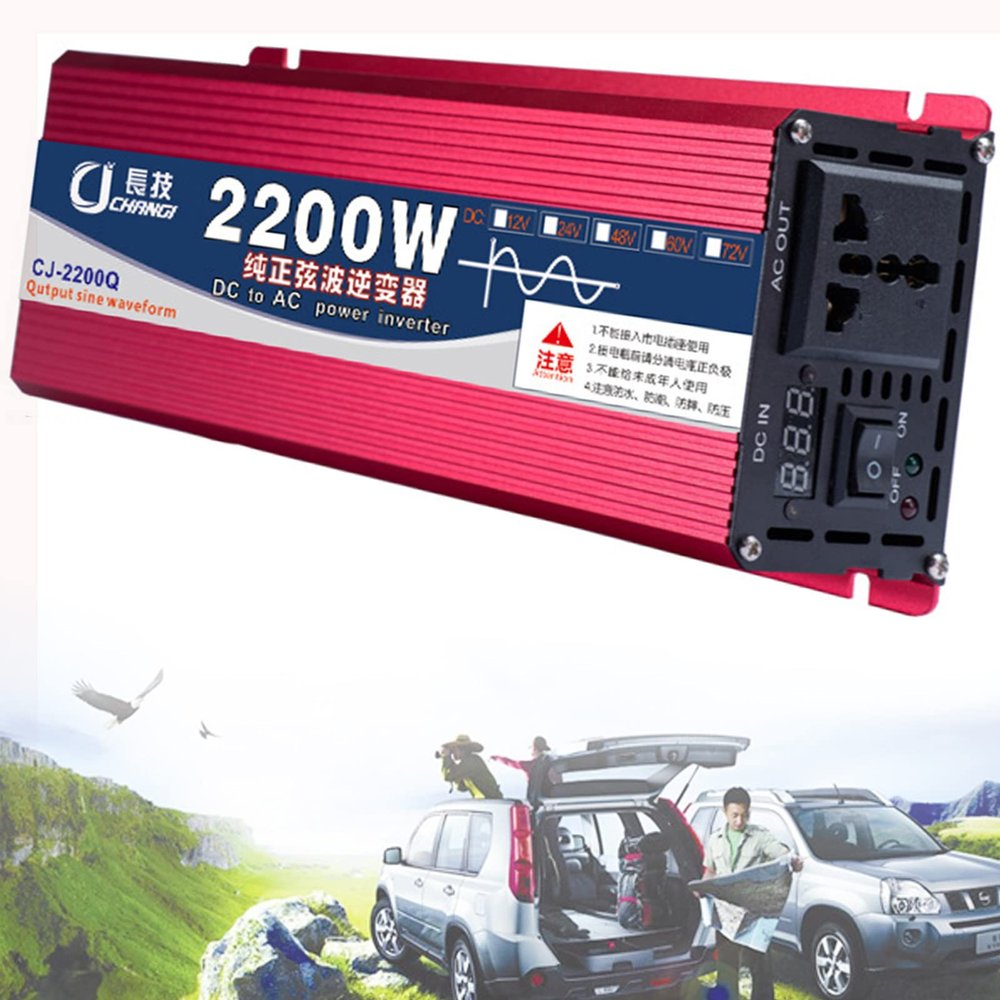 1600W 2200W 3000W Pure Sine Wave Power Inverter DC 12V/24V/48V/60V to AC 110V 220V Charger Converter Pure Sine Wave Power Inverter with Universal Socket,3000W-48Vto110V (48Vto110V 2200W)