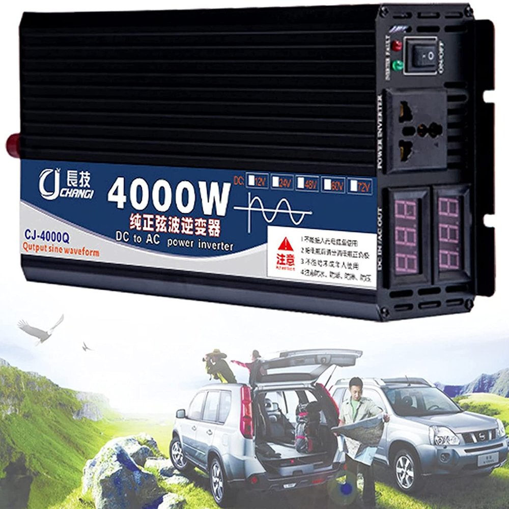 3000W 4000W 5000W Pure Sine Wave Power Inverter DC 12v 24v 48v 60v to AC 110V 220V Charger Converter Pure Sine Wave Power Inverter with Universal Socket and USB Ports,3000W-60Vto110V (12Vto110V 5