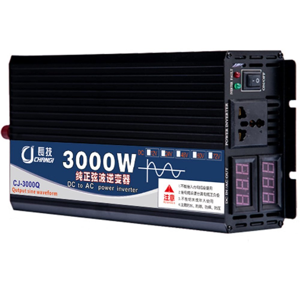 3000W 4000W 5000W Pure Sine Wave Power Inverter DC 12v 24v 48v 60v to AC 110V 220V Charger Converter Pure Sine Wave Power Inverter with Universal Socket and USB Ports,3000W-60Vto110V (24Vto110V 3