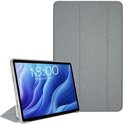 AIJAKO Case for TECLAST T60 Tablet 12 inch Android 14 Tablets, Ultra Slim PU Leather Folding Protective Cover Case with Auto Wake/Sleep Trifold Stand Soft TPU Back Shell for TECLAST T60, Silver