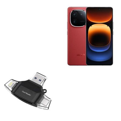 BoxWave Smart Gadget Compatible with iQOO 12 - AllReader SD Card Reader, microSD Card Reader SD Compact USB - Jet Black