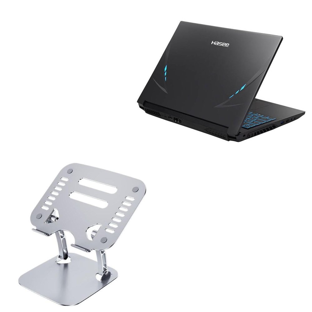 BoxWave Stand and Mount Compatible with Hasee Ares Z7-CT7NS - Executive VersaView Laptop Stand, Ergonomic Adjustable Viewing Angle Metallic Riser - Metallic Silver