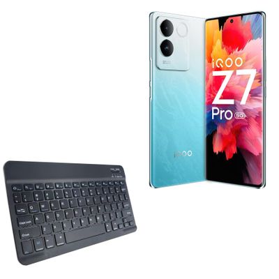 BoxWave Keyboard Compatible with iQOO Z7 Pro - SlimKeys Bluetooth Keyboard, Portable Thin with Chiclet-Style Keys - Jet Black