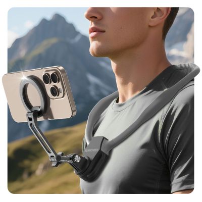 2026 Extended Long Magnetic Neck Mount for Phones, 27.6" Hands-Free POV/Vlog Phone Holder for iPhone 1712 & Android, Content Creator Essentials for Go Pro DJI, Comfortable Natural Shooting Angle