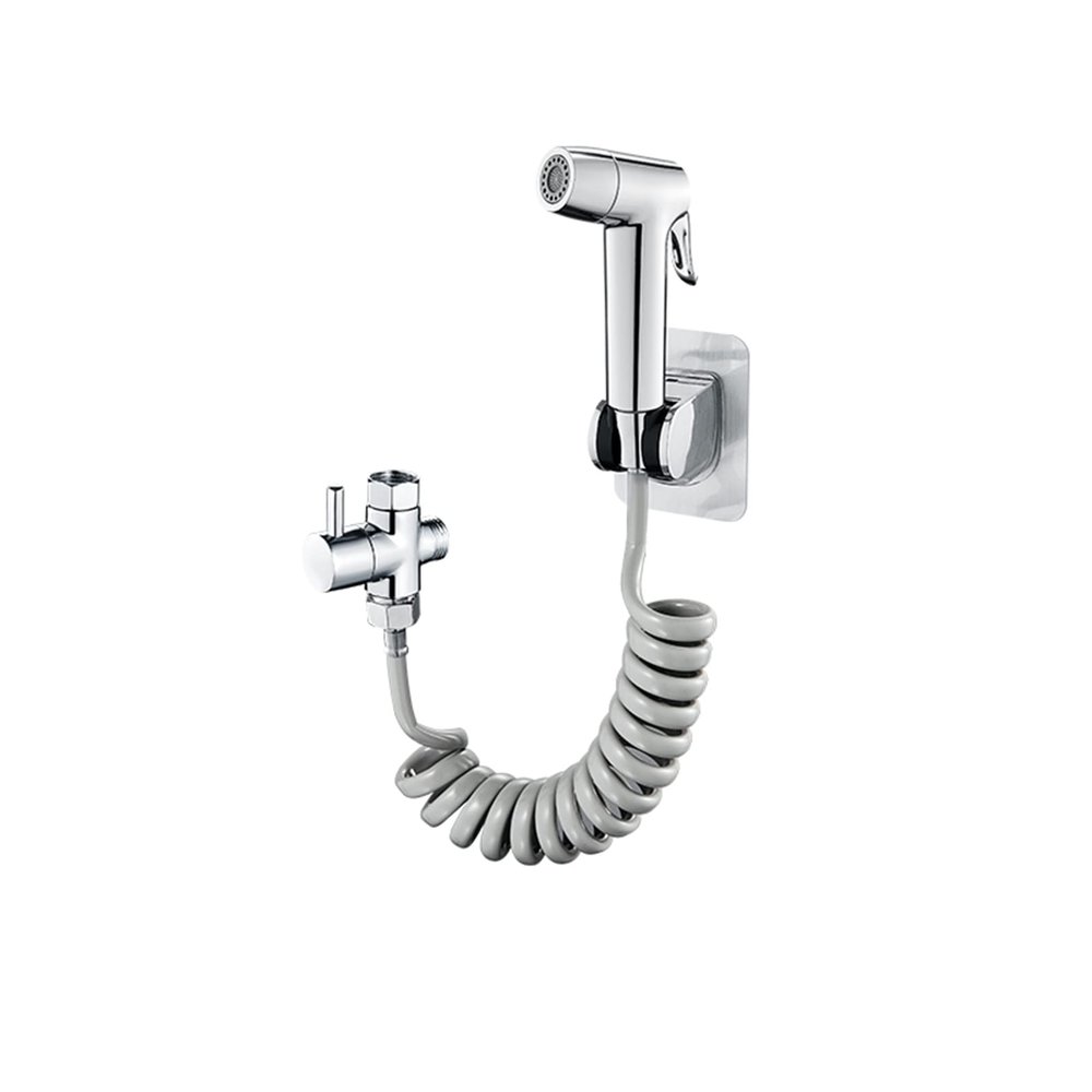 Handheld Bidet Sprayer for Toilet with Spring Hose Toilet Bidet Sprayer Handheld Bathroom Shower Head Hose 3.5M Telescopic Hose Diverter with Bracket for Bathtub,Brushed (Color : Chrome)