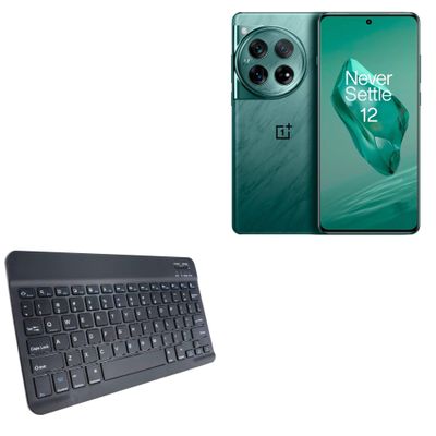 BoxWave Keyboard Compatible with OnePlus 12 - SlimKeys Bluetooth Keyboard, Portable Thin with Chiclet-Style Keys - Jet Black