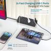Desk Clamp Power Strip 2 USB C Desktop Mount Outlet Charging Station, 10FT Extension Cord Flat Plug with 6 AC, Removable 40W Fast Charging Surge Protector Power Strip Fits 1.8" Office Tabletop Edge view 3